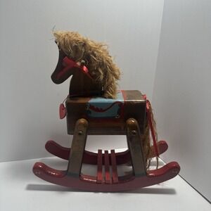 Hanmade Wooden Rocking Horse 14" Painted Decor Piece Girls‎ Room